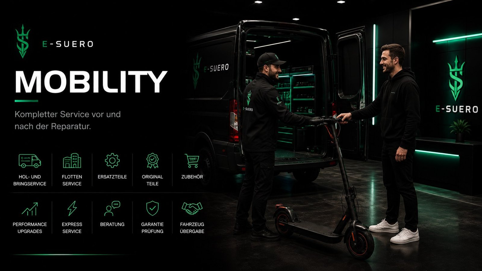 E-Suero Mobility — Kompletter Service vor und nach der Reparatur.